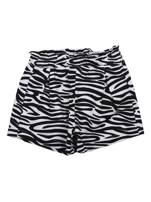 Girls White & Black Short Knitted Trouser image number 0
